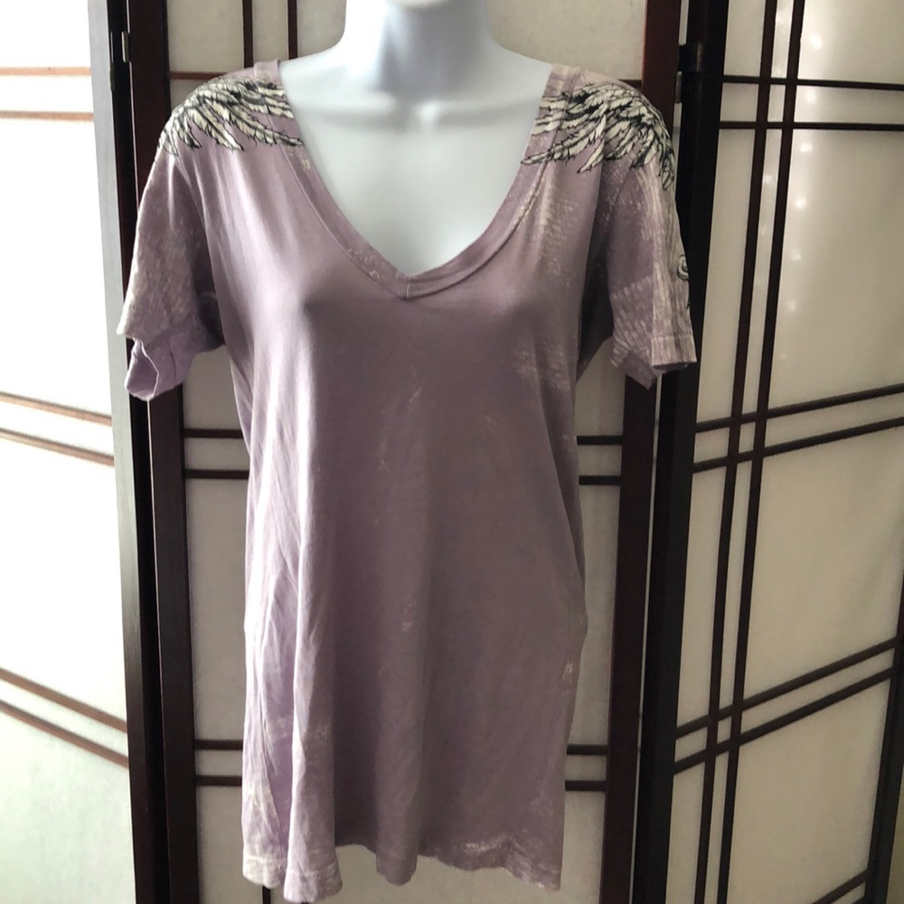 Affliction v-neck purple tee shirt top